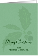 Custom Business Name Christmas Modern Minimalist Holly card