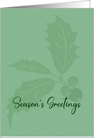 Seasons Greetings Modern Minimalist Holly Graphic Art card