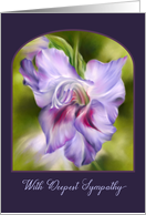 With Deepest Sympathy Purple Gladiolus Flower Pastel Art card