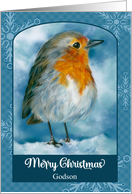 For Godson Christmas Robin in the Snow Custom card