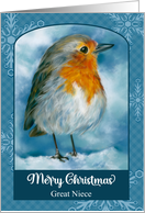 For Great Niece Christmas Robin in the Snow Custom card