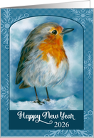 Custom New Year 2026 Robin in the Snow Bird Art card