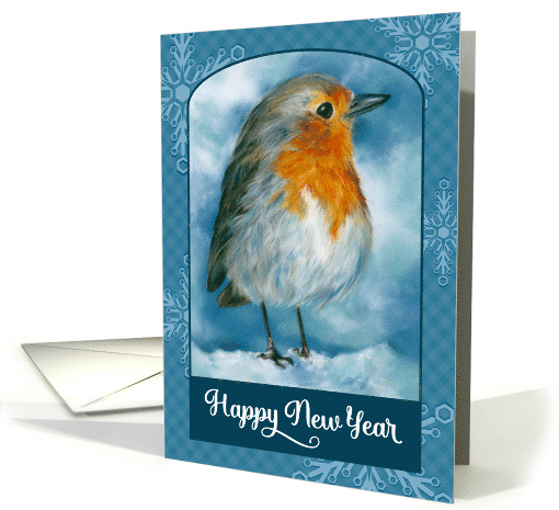 Happy New Year Robin in the Snow Bird Art card (1941342)