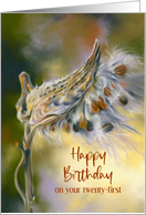 Custom Age 21 Birthday Autumn Milkweed Seeds card