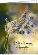 With Sympathy Autumn Milkweed Seeds Pastel Art card