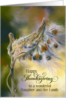 Daughter and Family Thanksgiving Autumn Milkweed Seeds Custom card