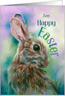 For Son Easter Brown Rabbit in Grass Custom card