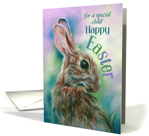 For a Special Child Easter Brown Rabbit in Grass Custom card (1944536)
