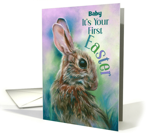 First Easter for Baby Brown Rabbit in Grass Custom card (1944704)