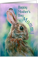 For Mommy Mothers Day Cute Brown Rabbit in Grass card