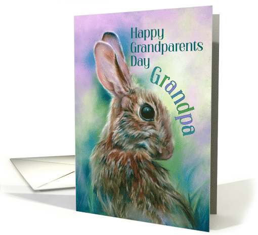 For Grandpa Grandparents Day Cute Brown Rabbit in Grass card (1944822)