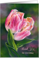 Custom Thank You for Everything Pastel Pink Tulips Flower Art card