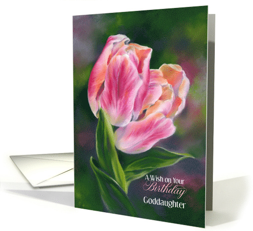 For Goddaughter Birthday Pastel Pink Tulips Custom card (1945934)