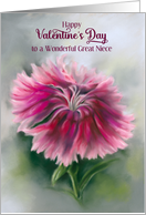 For Great Niece Valentines Day Dianthus Pink Carnation Custom card