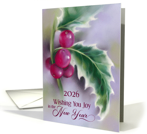 New Year 2026 Winter Holly on Purple Custom Year card (1946416)