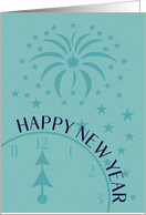 Happy New Years Modern Minimalist Fireworks at Midnight card