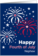Nephew July Fourth Modern Fireworks Red White and Blue Custom card