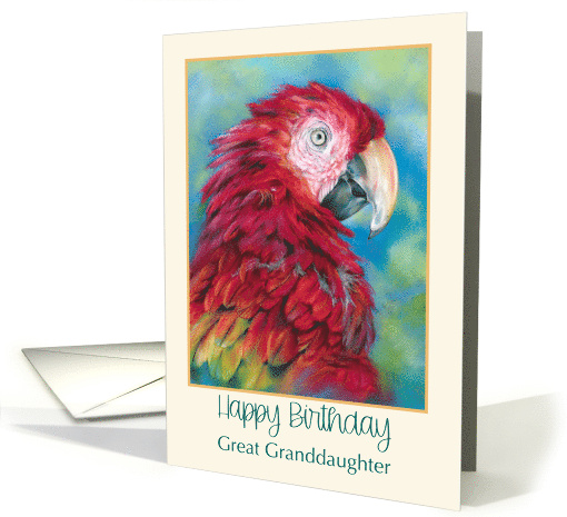 Great Granddaughter Birthday Colorful Macaw Parrot Custom card