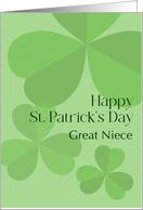 For Great Niece St Patricks Day Contemporary Shamrocks Custom card