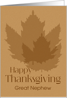 For Great Nephew Thanksgiving Minimalist Maple Leaves Custom card
