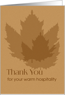 Thank You for Hospitality Minimalist Maple Leaves Custom card