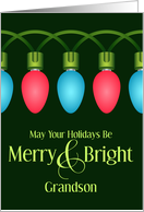For Grandson Christmas Lights Merry and Bright Custom card