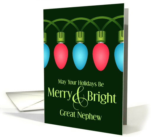 For Great Nephew Christmas Lights Merry and Bright Custom card