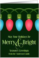 Seasons Greetings Christmas Lights Merry and Bright Custom card