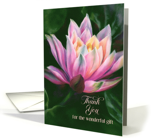 Thank You for Gift Water Lily in Light Flower Art Custom card