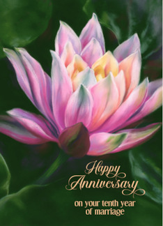 Custom Year Tenth Wedding Anniversary Water Lily in Light