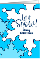 Merry Christmas Whimsical Let It Snow Graphic on Blue Custom