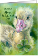 Grandson St Patricks Day Spring Gosling with Clover Custom
