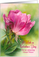 For Great Niece Valentine�s Day Wish Sunlit Rose Custom card