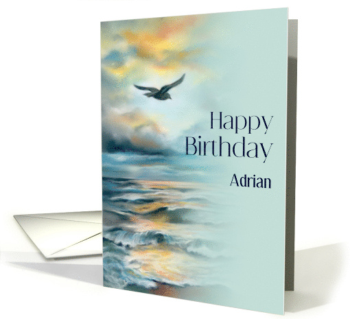 For Personalized Name Birthday Seagull Over the Ocean card (1959282)