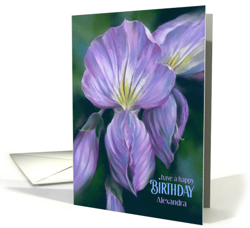For Personalized Name Birthday Purple Wisteria Flowers A card