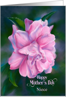 For Niece on Mother�s Day Pink Camellia Flower Custom card