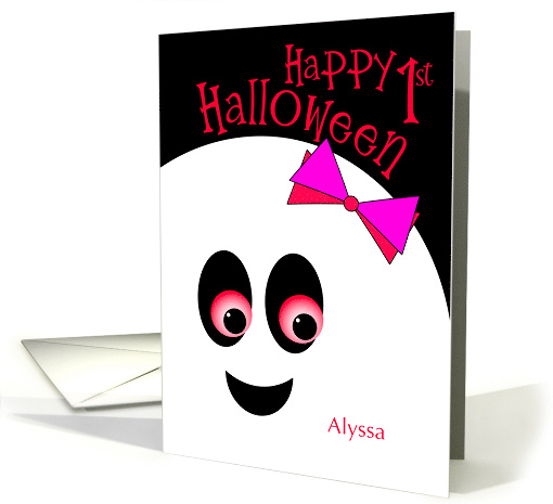 Custom Name First Halloween Spooky Fun Girl Ghost card (1978498)