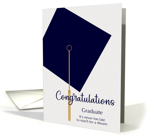 Adult Learner Graduation Congratulations Blue Cap Graphic Custom card