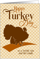 For Son and Family Thanksgiving Turkey Day Graphic Custom card