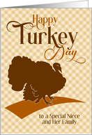 For Niece and Family Thanksgiving Turkey Day Graphic Custom card
