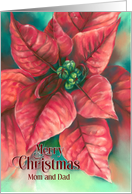 For Parents Red Christmas Poinsettia Custom card