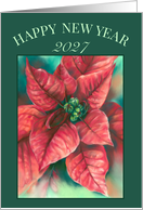 Custom New Year 2027 Red Poinsettia Flower Art