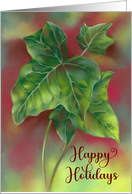 Happy Holidays Christmas English Ivy Leaves Art card
