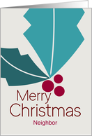 For Neighbor Contemporary Merry Christmas Holly Custom