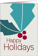 Contemporary Happy Holidays Holly Modern Graphic Art card