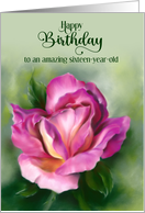 Custom Age 16 Birthday Rose Colorful Floral Art card