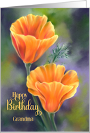 For Grandma Birthday Orange Poppy Flowers Custom card