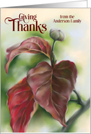 Personalized Surname Thanksgiving Autumn Red Dogwood Leaves Custom
