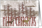 Merry Christmas with Deer and Snowy Wintry Trees card