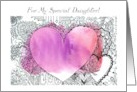 Valentine For My Special Daughter Pink Purple Watercolor Pen and Ink card